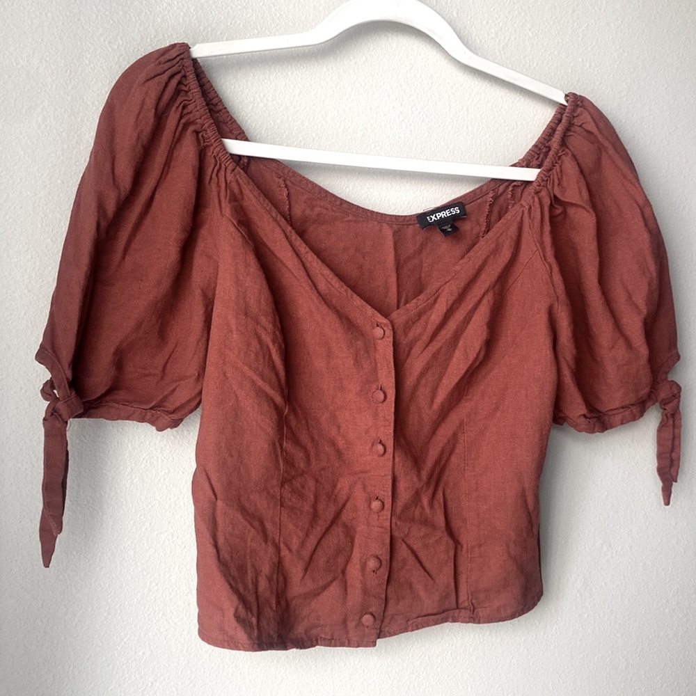 Express button up crop top